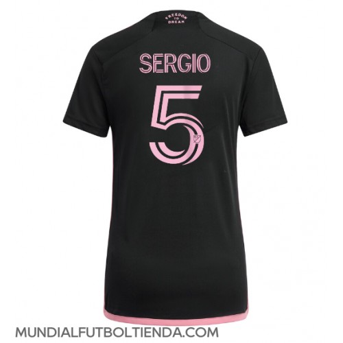 Camiseta Inter Miami Sergio Busquets #5 Segunda Equipación Replica 2024-25 para mujer mangas cortas